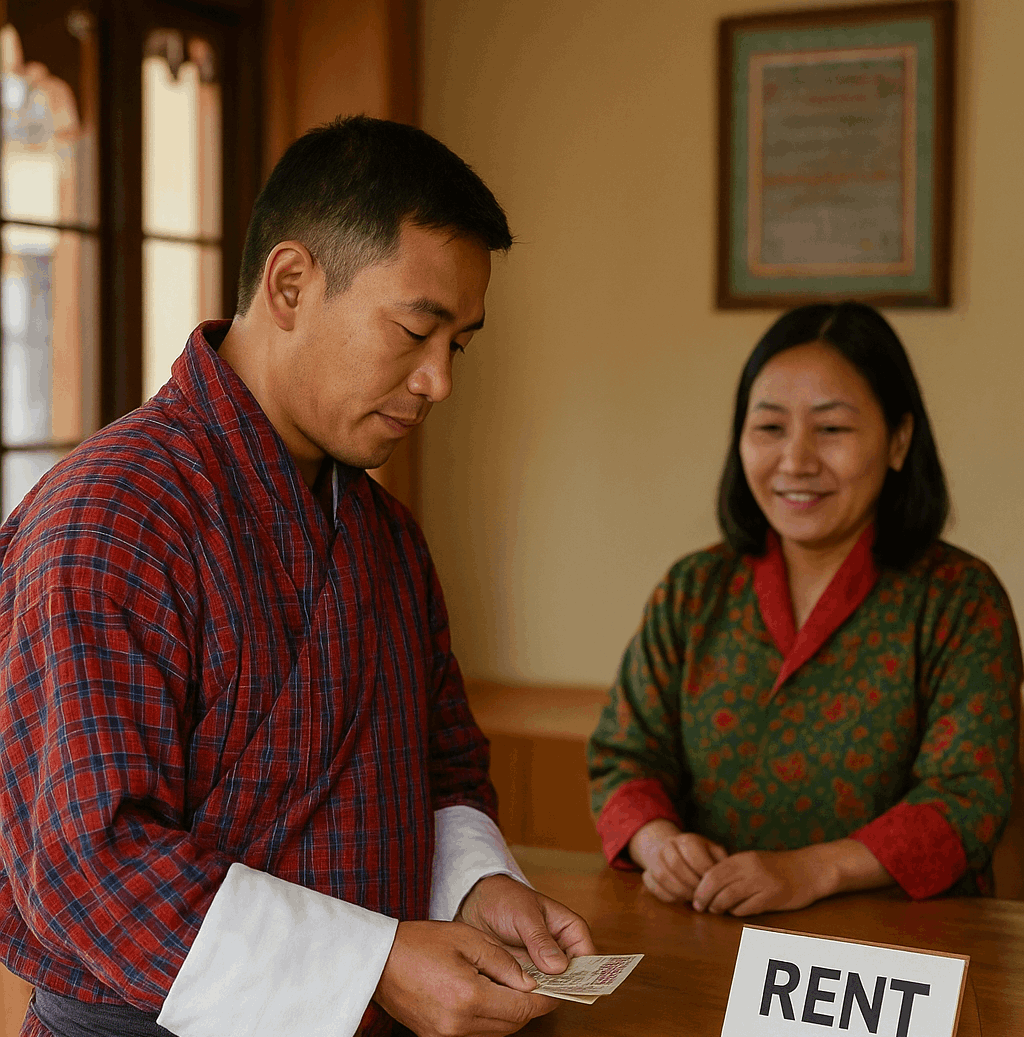 Paying rent in Bhutan